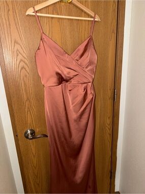 Azazie Satin Floor Length Dress - Size 14